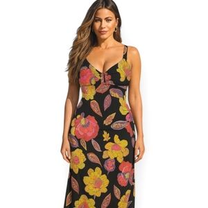 Trina Turk Resort Wear Floral Maxi Dress Swim Cover Size 2